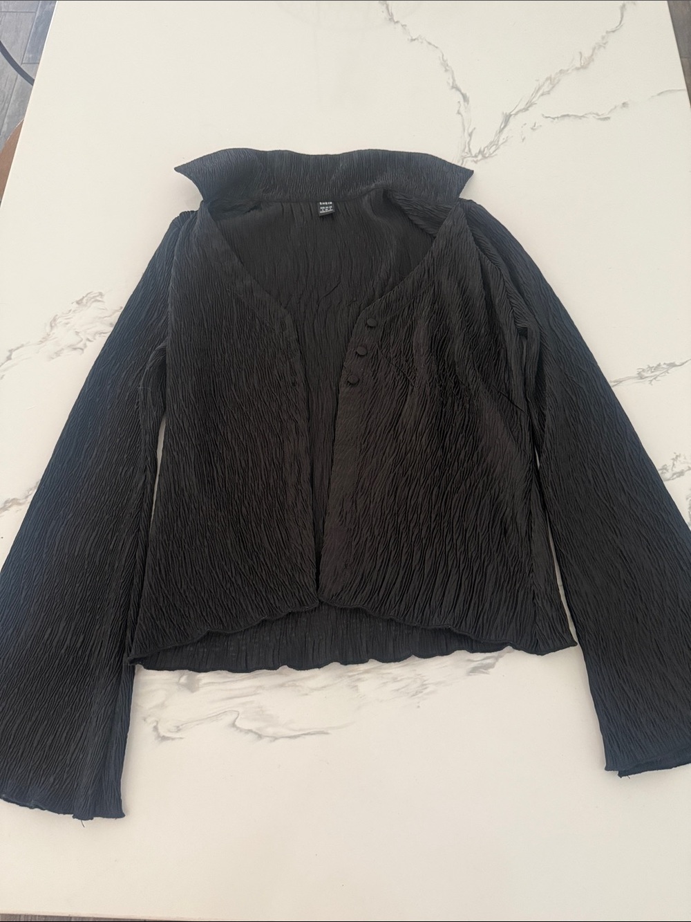 SHEIN Black Crinkle Textured Top